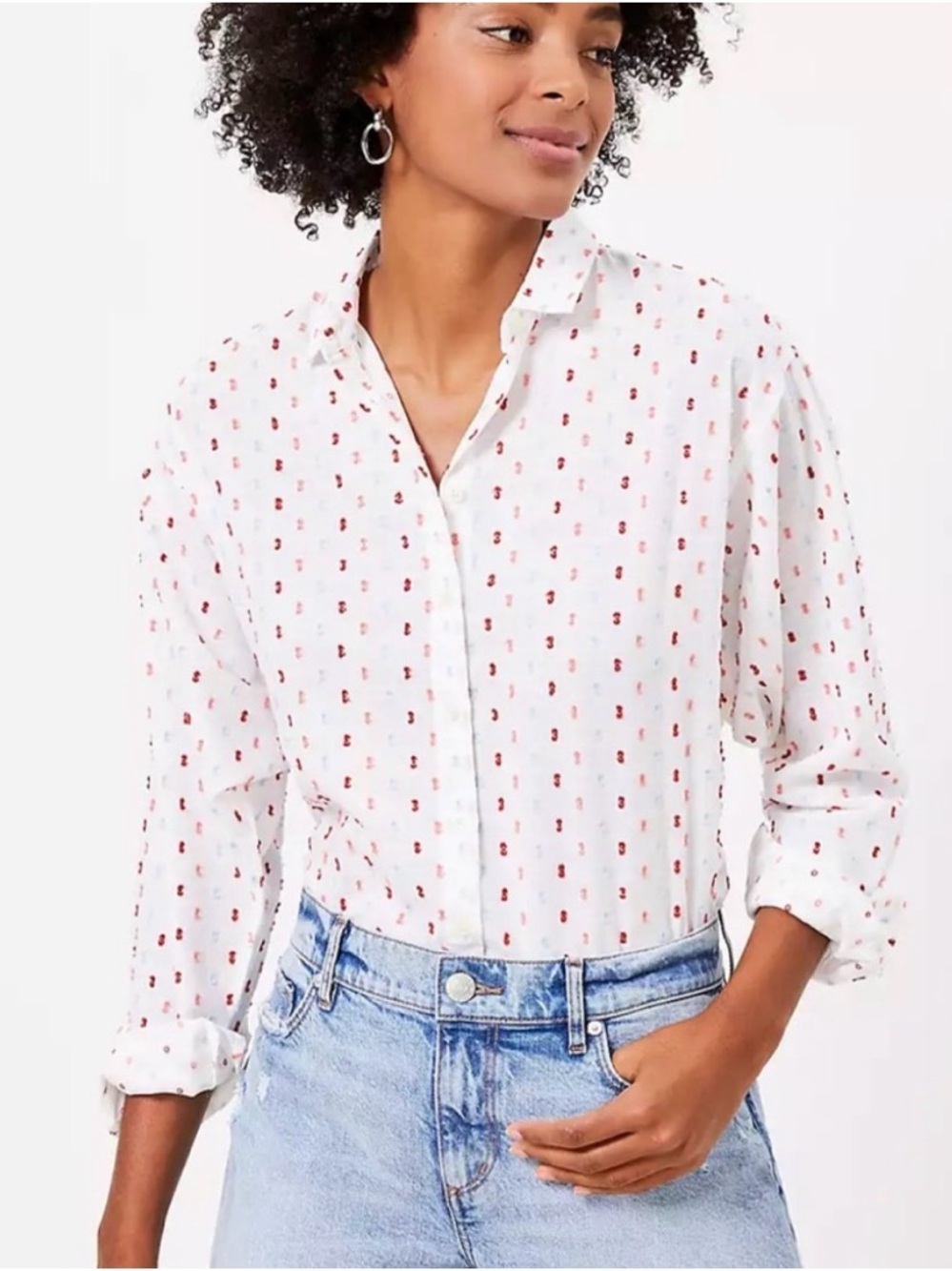 LOFT Swiss Dot Relaxed Women’s Button Up Blouse